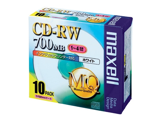 マクセル データ用CD-RW 700MB 10枚 CDRW80PW.S1P10S 1パック(ご注文単位1パック)【直送品】