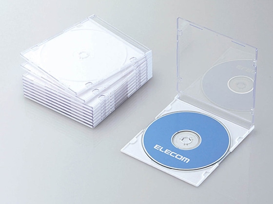 エレコム CD DVDスリムプラケース ホワイト 10枚 CCD-JSCS10WH 1パック(ご注文単位1パック)【直送品】