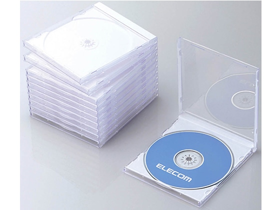 エレコム Blu-ray DVD CDケース ホワイト 10枚 1パック(ご注文単位1パック)【直送品】