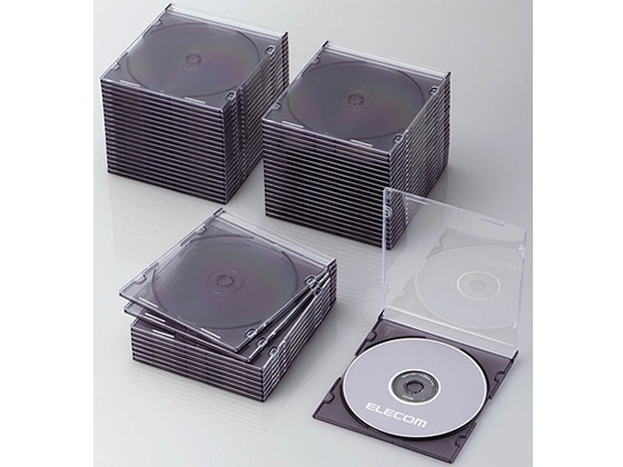 エレコム Blu-ray DVD CDスリムケース クリアブラック 50枚 1パック(ご注文単位1パック)【直送品】