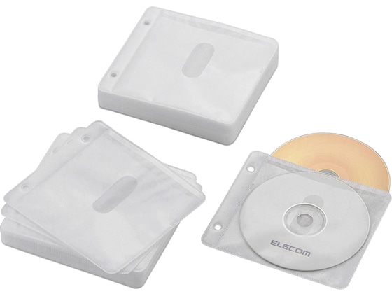エレコム 不織布Blu-ray対応ケース2穴付ホワイト CCDNBWB120WH 1パック(ご注文単位1パック)【直送品】