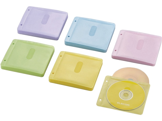 エレコム 不織布Blu-ray対応ケース2穴5色アソート CCDNBWB120ASO 1パック(ご注文単位1パック)【直送品】