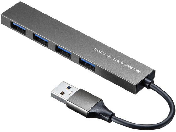 サンワサプライ USB3.2 Gen1 4ポート スリムハブ 1個(ご注文単位1個)【直送品】