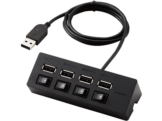 エレコム 機能主義USBハブ スイッチ付き4ポート U2H-TZS428BBK 1個(ご注文単位1個)【直送品】