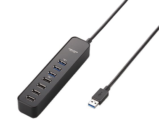 エレコム マグネット付USB3.0ハブ 7ポート ブラック U3H-T706SBK 1個(ご注文単位1個)【直送品】