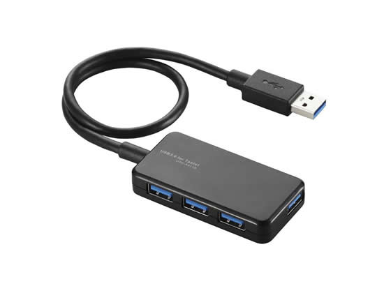 エレコム 4ポートUSB3.0ハブ ブラック U3H-A411BBK 1個(ご注文単位1個)【直送品】