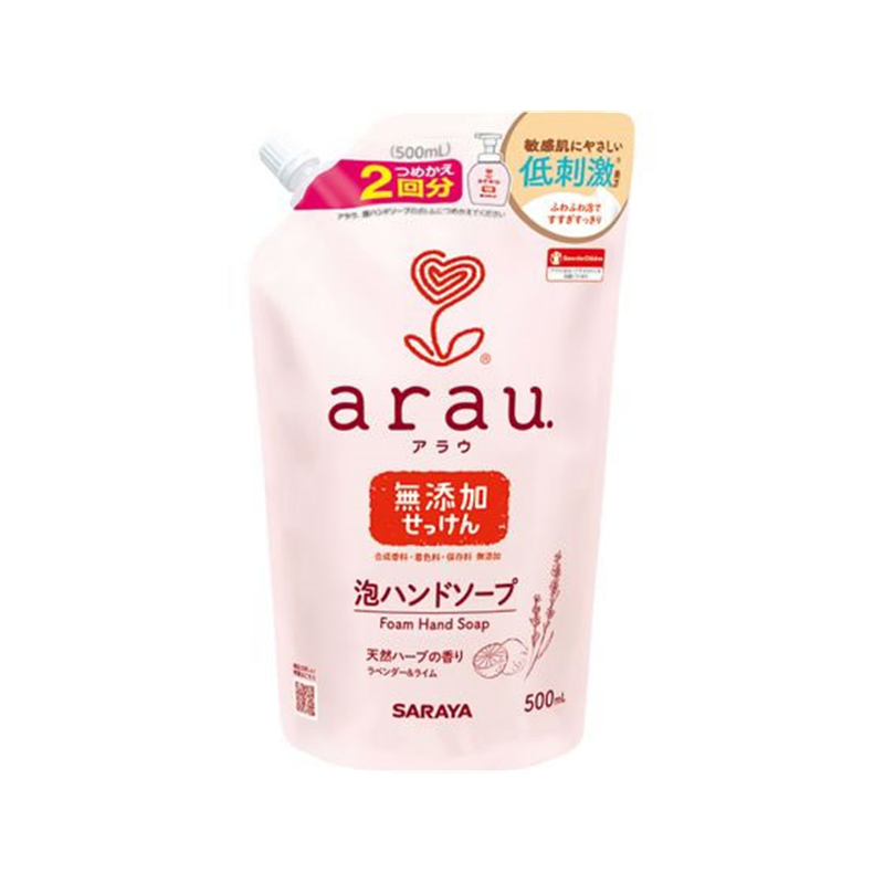 サラヤ アラウ 泡ハンドソープ詰替え 500ml(2回分) 1パック(ご注文単位1パック)【直送品】