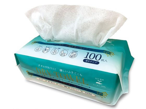 オーミケンシ 使い捨てドライタオル 薄手 100枚 1012 1パック（ご注文単位1パック)【直送品】