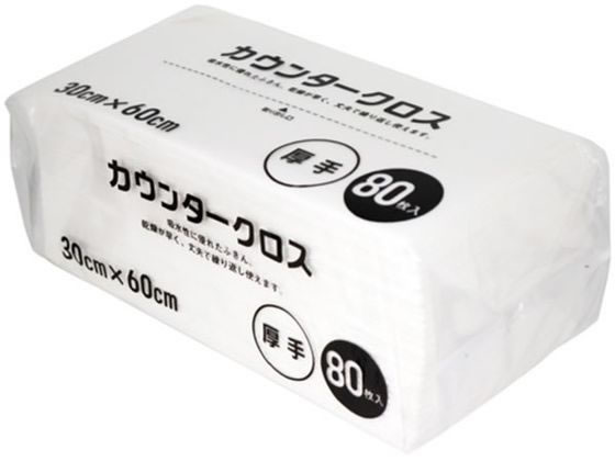 大和物産 カウンタークロス60×30cm 厚手 80枚 ホワイト 81068 1袋(ご注文単位1袋)【直送品】