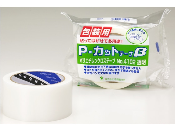 寺岡 包装用P-カットテープβ 50mm×25m 透明 4102 1巻(ご注文単位1巻)【直送品】