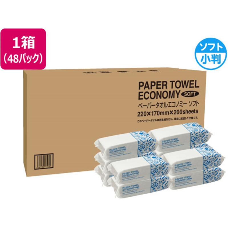 Forestway ペーパータオル エコノミー ソフトタイプ 200枚×48パック 1箱(ご注文単位1箱)【直送品】