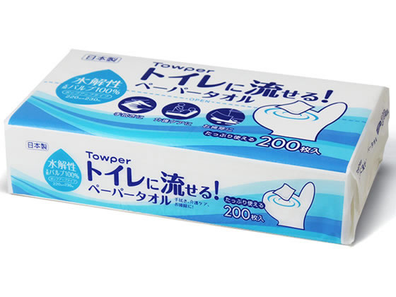 クレシア ペーパータオル タウパー トイレに流せる 中判 200枚 50295 1個(ご注文単位1個)【直送品】