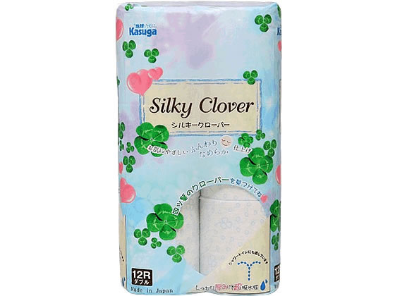 春日製紙 シルキークローバー ブルー ダブル 25m 12ロール 1パック(ご注文単位1パック)【直送品】