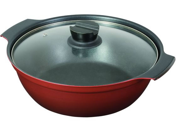 パール金属 ふっ素加工IHガラス蓋付卓上鍋 26cm HB-6965 1個(ご注文単位1個)【直送品】
