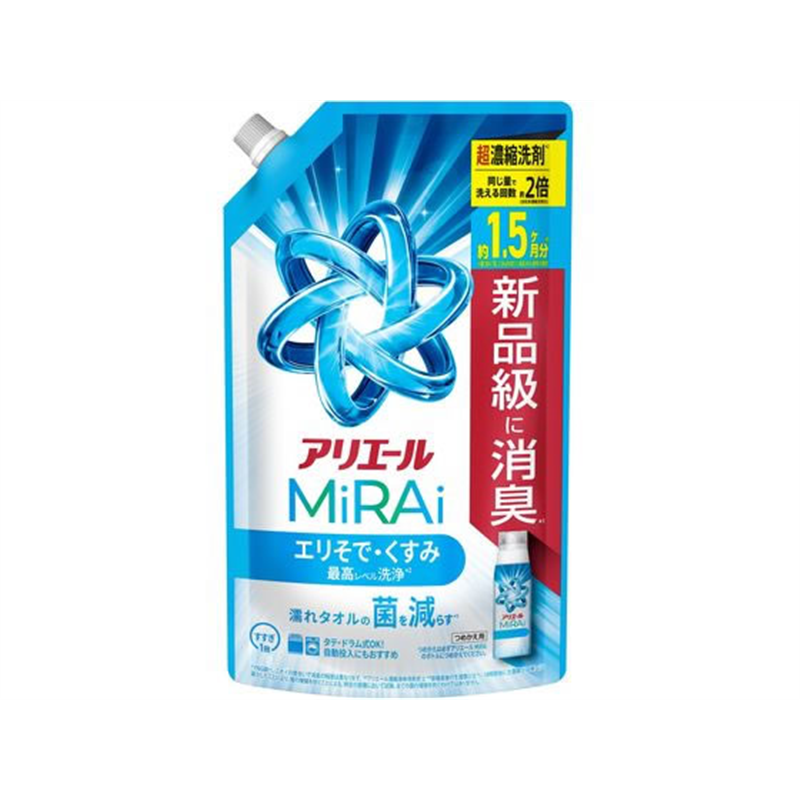 P&G アリエールミライ 洗浄プラス 詰替 特大サイズ 480g 1個（ご注文単位1個）【直送品】