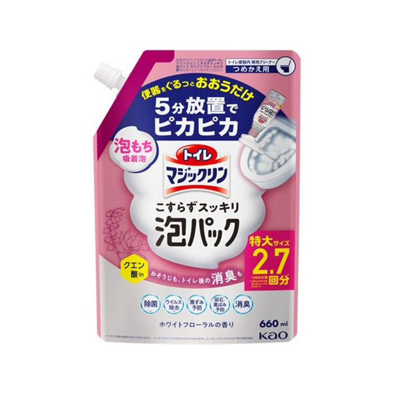 KAO トイレマジックリン こすらずスッキリ泡パック フローラル 詰替 660mL 1個(ご注文単位1個)【直送品】