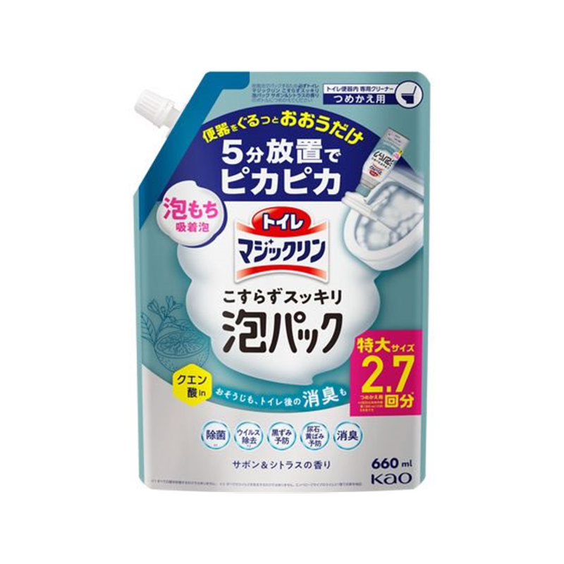 KAO トイレマジックリン こすらずスッキリ泡パック シトラス 詰替 660mL 1個(ご注文単位1個)【直送品】
