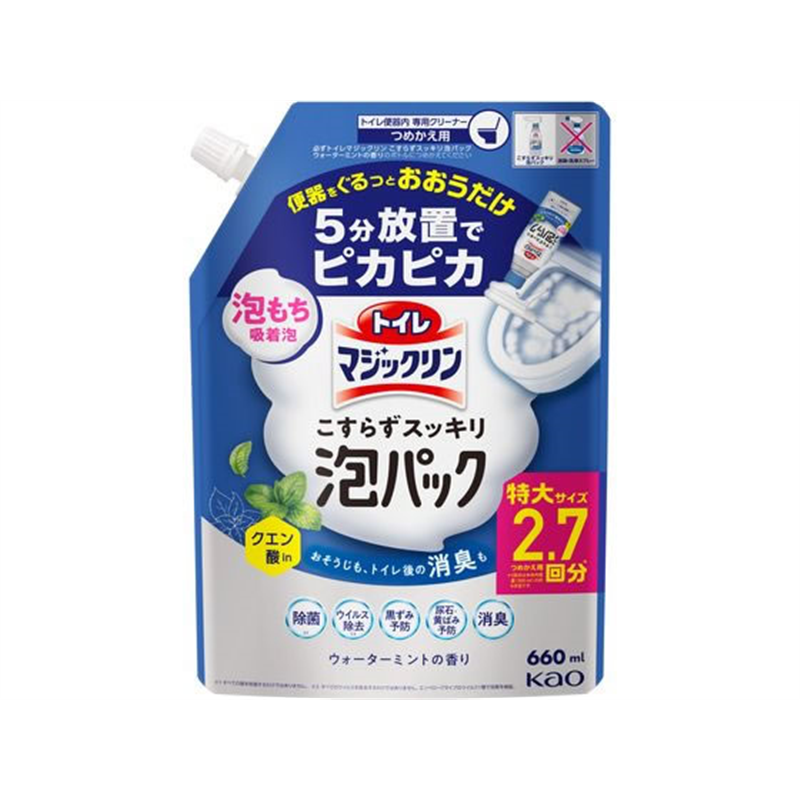 KAO トイレマジックリン こすらずスッキリ泡パック ミント 詰替 660mL 1個(ご注文単位1個)【直送品】