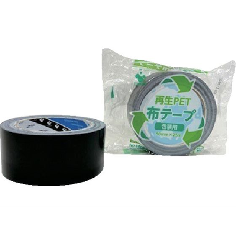 TERAOKA 再生PET布テープ No.1605 黒 50mm×25M 1巻(ご注文単位1巻)【直送品】