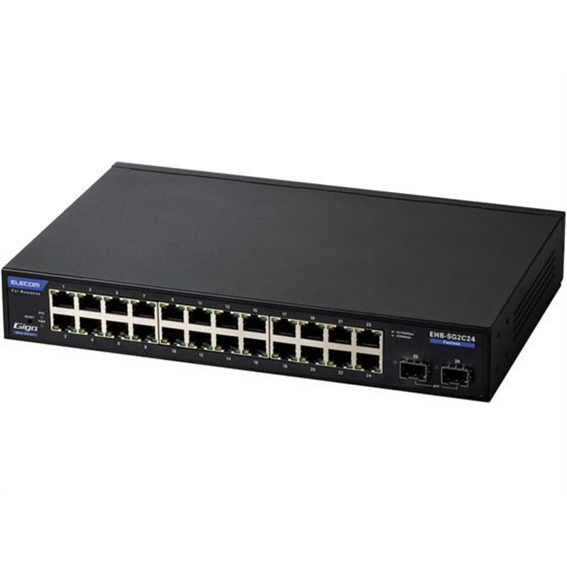 エレコム 法人向スイッチングハブ 24ポート WEBスマート 黒 EHB-SG2C24 1個(ご注文単位1個)【直送品】