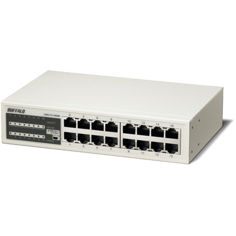 バッファロー スイッチングハブ 電源内蔵 16ポート LSW3-TX-16NSR 1台(ご注文単位1台)【直送品】