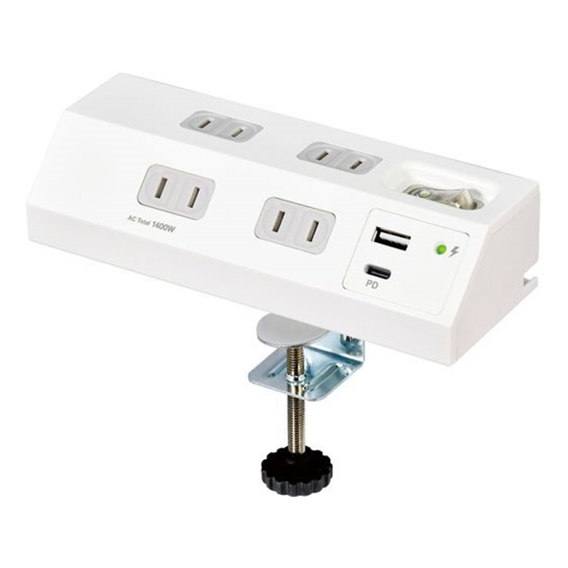 朝日電器 集中スイッチ付デスクタップ クランプ 4口2mUSBACPD対応 1個(ご注文単位1個)【直送品】