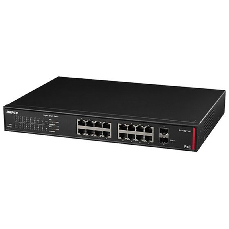 バッファロー 法人向け レイヤー2 Giga PoE スマートスイッチ 16ポート BK 1台(ご注文単位1台)【直送品】