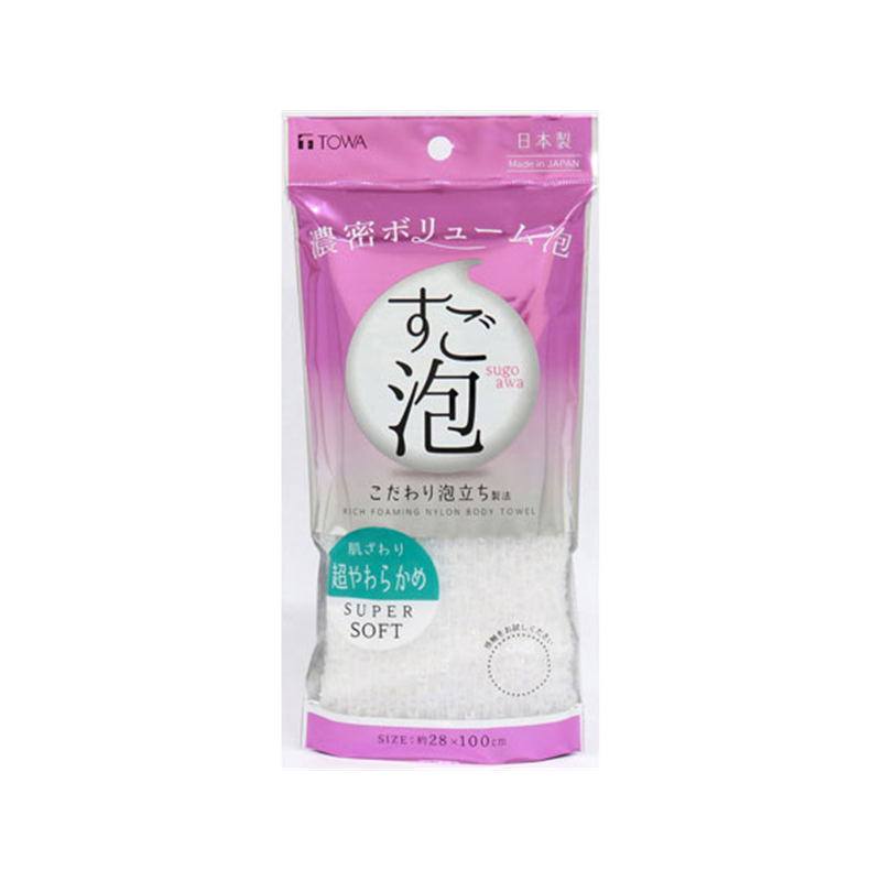 東和産業 すご泡IV ナイロンタオル 超やわらか ホワイト 1枚(ご注文単位1枚)【直送品】