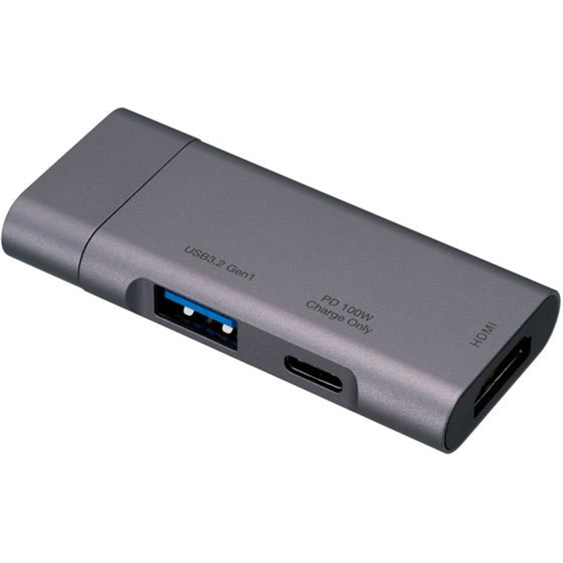 ナカバヤシ PD対応 Type-C ポケットサイズドッキングステーション グレー U 1個(ご注文単位1個)【直送品】