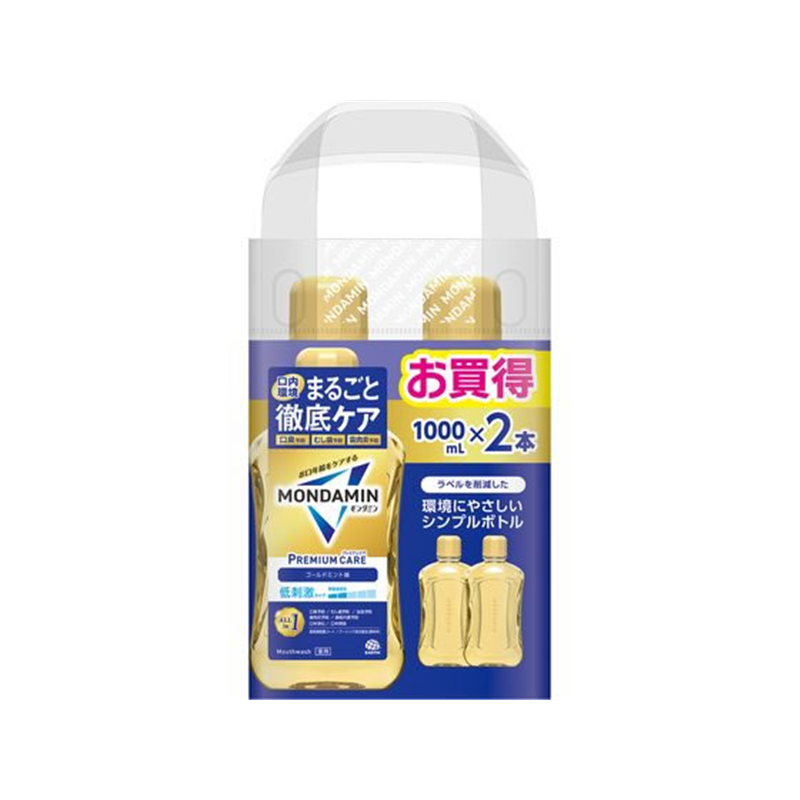 アース製薬 モンダミン プレミアムケア ゴールドミント 1000mL×2本 1パック(ご注文単位1パック)【直送品】
