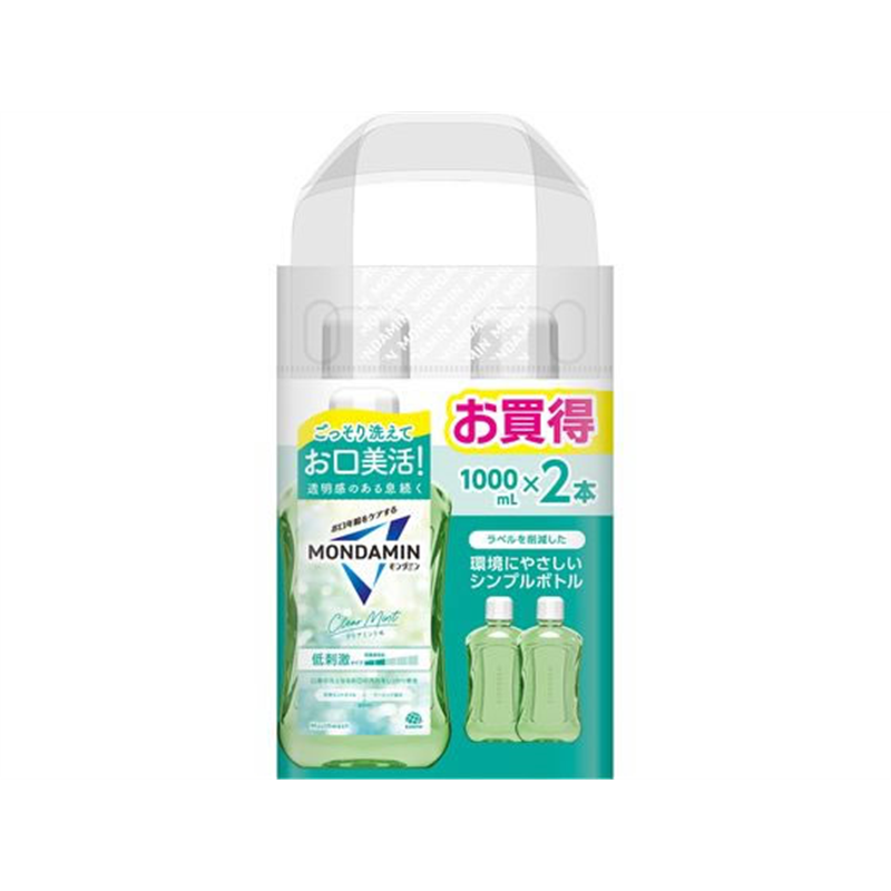 アース製薬 モンダミン クリアミント 1000mL×2本 1パック(ご注文単位1パック)【直送品】