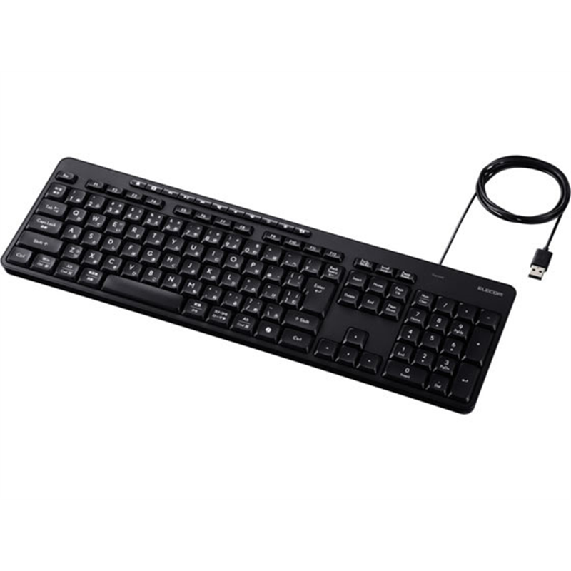 エレコム 有線キーボード USB 静音 テンキー付 黒 TK-QT11FUMBK 1個（ご注文単位1個）【直送品】