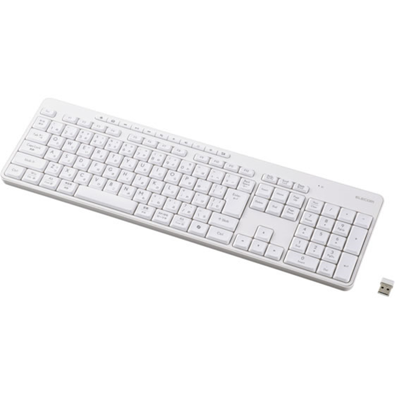 エレコム 無線キーボード 静音 テンキー付 白 TK-QT11FDMWH 1個（ご注文単位1個）【直送品】
