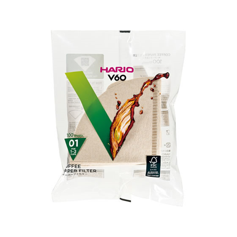 HARIO V60用ペーパーフィルター 01M 100枚 VCF-01-100M 1箱（ご注文単位1箱）【直送品】