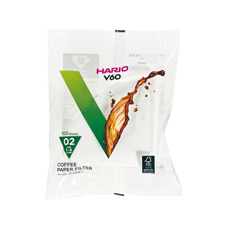HARIO V60用ペーパーフィルター 02W 100枚 VCF-02-100W 1箱（ご注文単位1箱）【直送品】