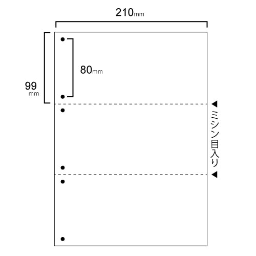 TANOSEE スマイル用LBP用紙 A4汎用白紙 3分割 6穴 500枚 2個/箱(ご注文単位1箱)【直送品】
