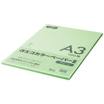 TANOSEE αエコカラーペーパーII A3 グリーン 少枚数パック 100枚/冊(ご注文単位1冊)【直送品】