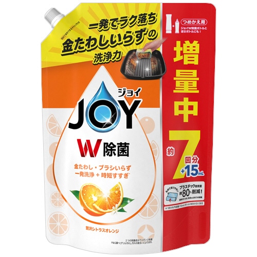 P&G ジョイ W除菌 コンパクト バレンシアオレンジの香り つめかえ用 超特大 910ml 1個(ご注文単位1個)【直送品】