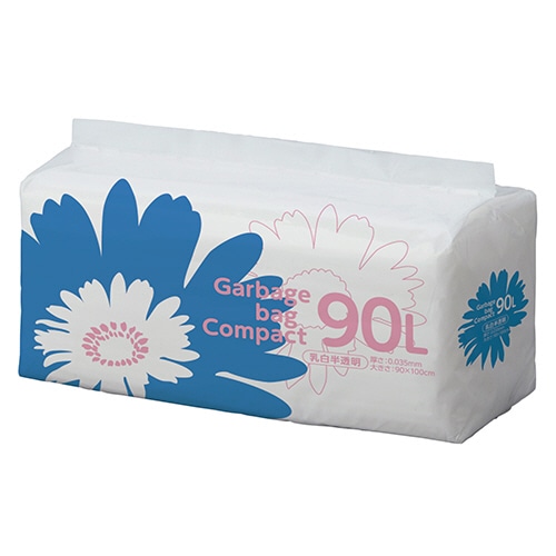 TANOSEE ゴミ袋 コンパクト 乳白半透明 90L 50枚 6袋/箱(ご注文単位1箱)【直送品】