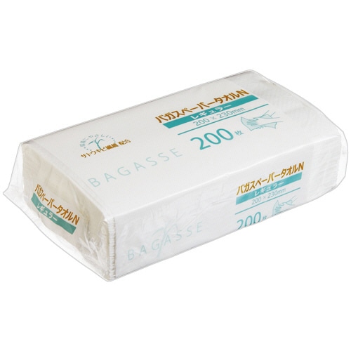 オザックス バガスペーパータオルN(レギュラー) 200枚 1パック(ご注文単位1パック)【直送品】