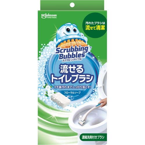 ジョンソン スクラビングバブル 流せるトイレブラシ フローラルソープ 本体 ブラシ4本付 1個（ご注文単位1個）【直送品】