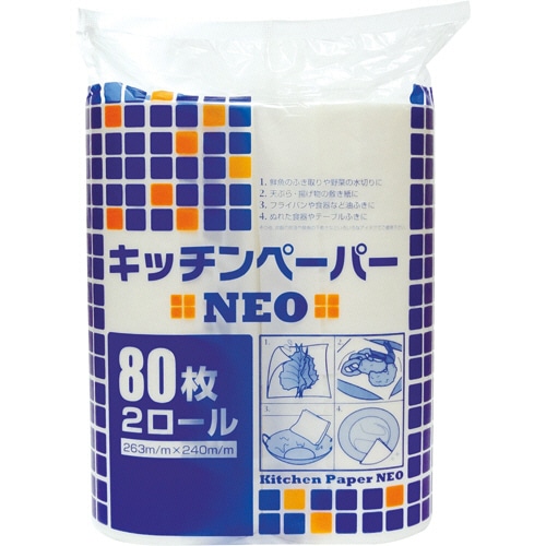 大黒工業 キッチンペーパーNEO 80枚 2ロール/袋(ご注文単位1袋)【直送品】