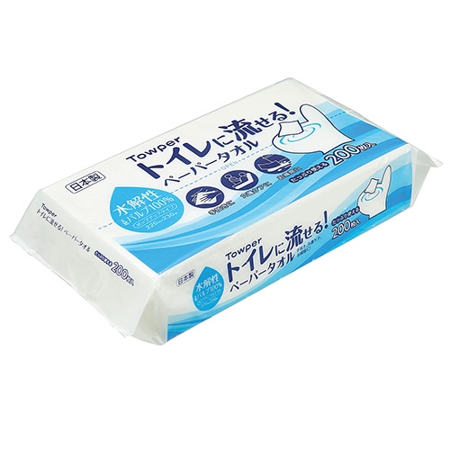 日本製紙クレシア トイレに流せる!ペーパータオル 200枚 1パック(ご注文単位1パック)【直送品】