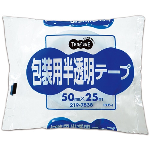 TANOSEE 包装用半透明テープ 50mm×25m 1巻(ご注文単位1巻)【直送品】
