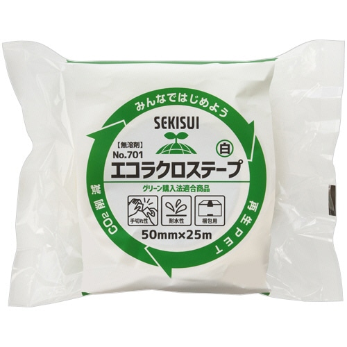 積水化学 エコラクロステープ No.701 50mm×25m 白 N701W13 1巻(ご注文単位1巻)【直送品】
