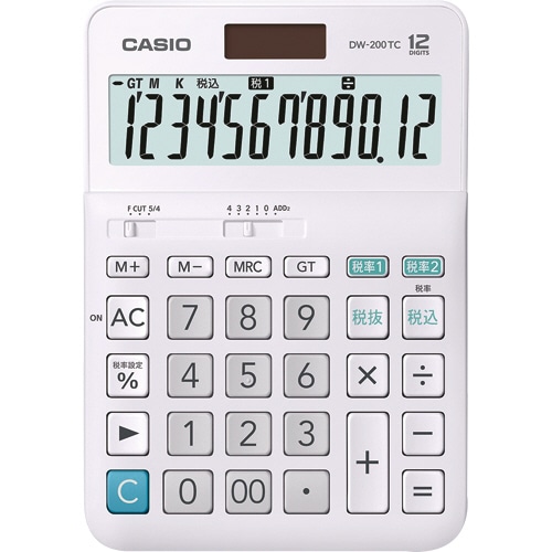 カシオ W税率電卓 12桁 デスクタイプ DW-200TC-N 1台（ご注文単位1台）【直送品】