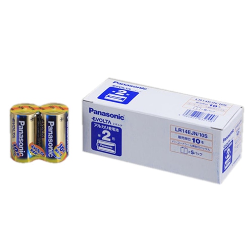 パナソニック アルカリ乾電池 エボルタ 単2形 LR14EJN/10S 10本/箱(ご注文単位1箱)【直送品】