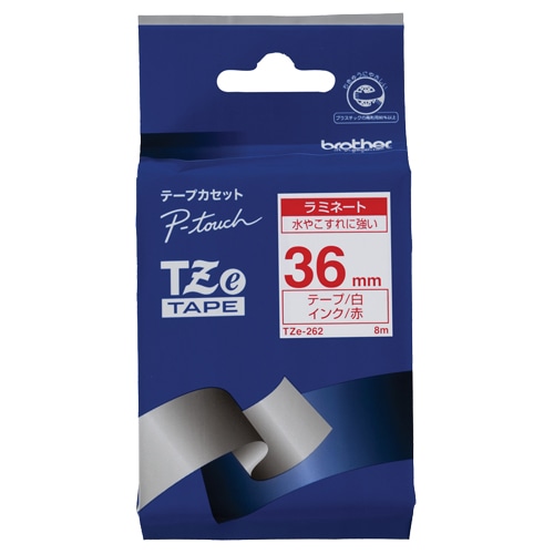 ブラザー ピータッチ TZeテープ ラミネートテープ 36mm 白/赤文字 TZE-262 1個（ご注文単位1個）【直送品】