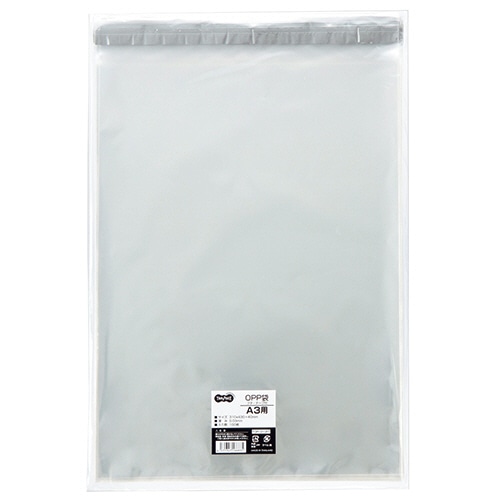 TANOSEE OPP袋 フタ・テープ付 A3用 310×430+40mm 100枚/袋(ご注文単位1袋)【直送品】