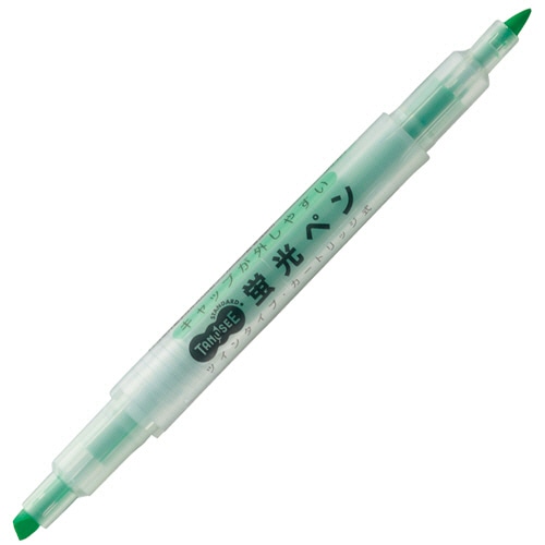 TANOSEE キャップが外しやすい蛍光ペン ツイン 緑 10本/セット(ご注文単位1セット)【直送品】
